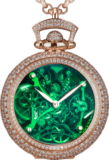 Jacob & Co Brilliant Watch Pendant Northern Lights Pave Green Mineral Crystal Dial BS231.40.RD.QG.A