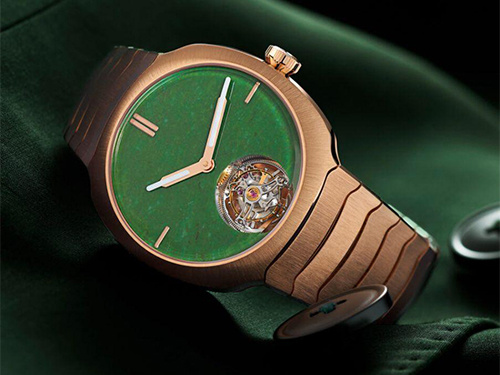 Золотые часы H. Moser & Cie. Streamliner Tourbillon Concept Wyoming Jade с зеленым нефритовым циферблатом