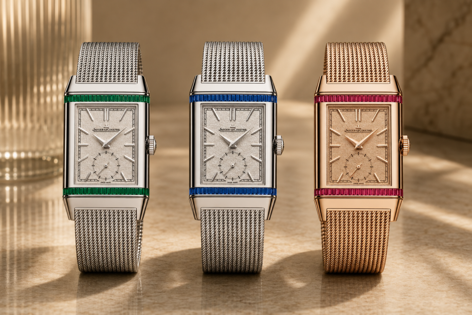 Jaeger-Lecouitre Reverso Tribute Monoface Small Seconds Or Deco Cocktail – багеты в модели Reverso с драгоценными камнями