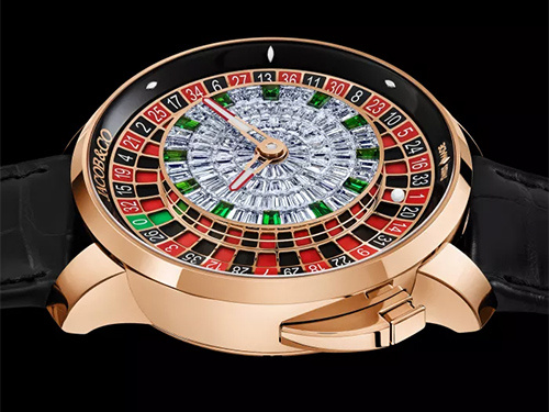 Часы Jacob & Co. Casino Tourbillon Baguette Diamonds в виде рулетки с бриллиантами