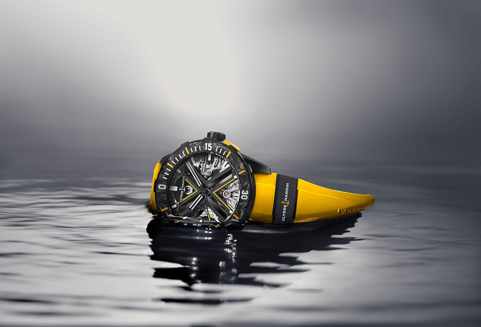Желто-черные часы-скелетоны Ulysse Nardin 2022 года – вторая модель в серии Diver X Skeleton