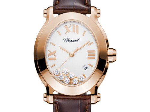 Ультраженственные часы Chopard Happy Diamonds Sport Oval Watch в розовом золоте c семью вращающимися бриллиантами