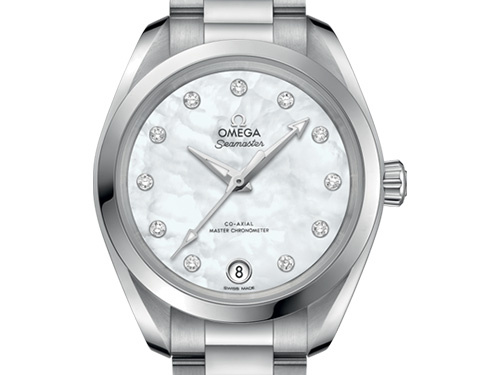 Женские дайверские часы с бриллиантами Seamaster Aqua Terra 150m Omega Co-axial Master Chronometer 34 mm, которые есть в продаже в нашем интернет-магазине