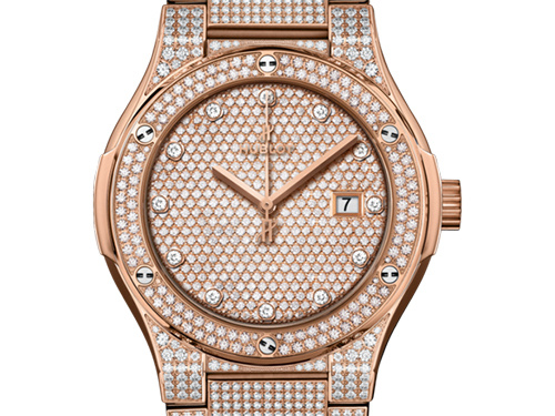 Мужские часы и хронограф Hublot Classic Fusion Bracelet King Gold Full Pave