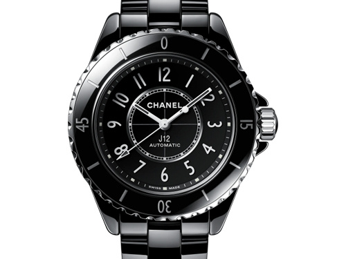Элегантные спортивные часы Chanel J12 из черной керамики