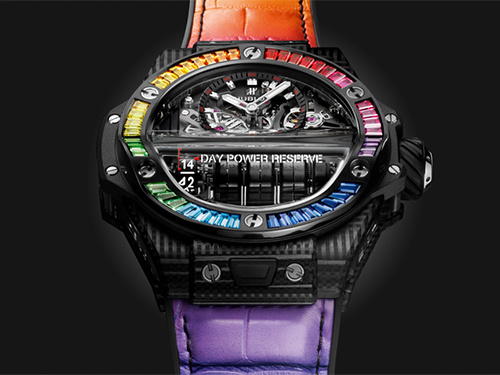 Совершенство техники и ювелирный дизайн Hublot Big Bang MP-11 Power Reserve 14 Days 3D Carbon Rainbow