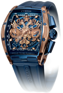 Cvstos Hour Minute Seconde Challenge II Chrono Coat Of Arms 5n Red Gold Brancard Blue Titanium Container