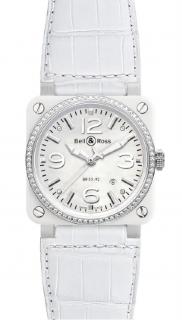 Bell & Ross Instruments 42 mm BR 03 WHITE CERAMIC DIAMONDS BR0392-WH-C-D/SCA