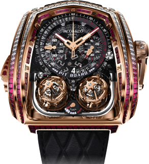 Jacob & Co Twin Turbo Furious Baguette White Diamonds And Rubies Rose Gold TT800.40.BR.AA.A