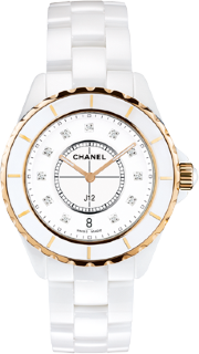 Chanel J12 White ClassicPink Gold and Diamonds H2180