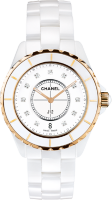 Chanel J12 White ClassicPink Gold and Diamonds H2180