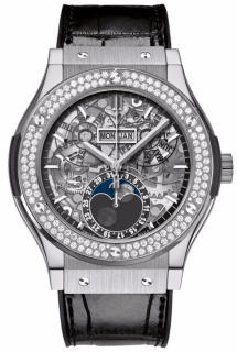 Hublot Classic Fusion Aerofusion Moonphase Titanium Diamonds 45 mm 517.NX.0170.LR.1104