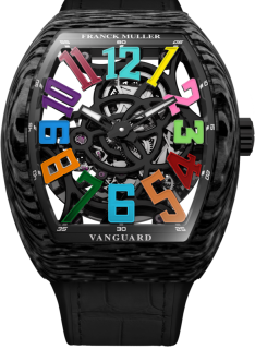 Franck Muller Mens Collection Vanguard Slim Skeleton V41 A AT SQT COL DRM Carbone (NR)