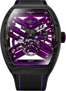 Franck Muller Mens Vanguard Carbon 7 Day Skeleton V 45 S6 SQT MVT NT VL CARBONE (NTVL)