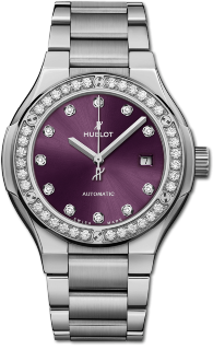 Hublot Classic Fusion Titanium Purple Diamonds Bracelet 33 mm 585.NX.897V.NX.1204