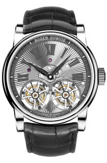 Roger Dubuis Hommage Double Flying Tourbillon in White Gold Hand-made Guilloche Movement RDDBHO0562