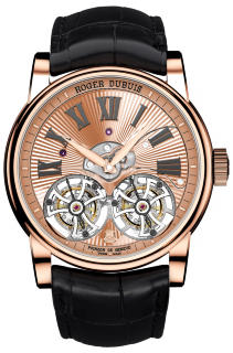 Roger Dubuis Hommage Double Flying Tourbillon with pink gold Hand-made Guilloche movement RDDBHO0571
