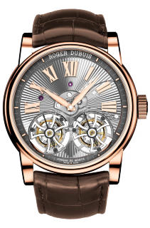 Roger Dubuis Hommage Double Flying Tourbillon with pink gold Hand-made Guilloche movement RDDBHO0563